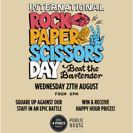 Beat the Bartender - International Scissors Paper Rock Day 🏆