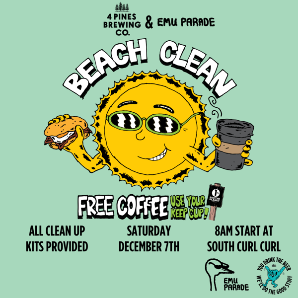 4 Pines x Emu Parade Beach Clean