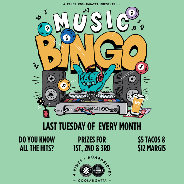 October Music Bingo at 4 Pines Coolangatta! 🎶