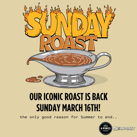 The Sunday Roast Returns at 4 Pines Newport