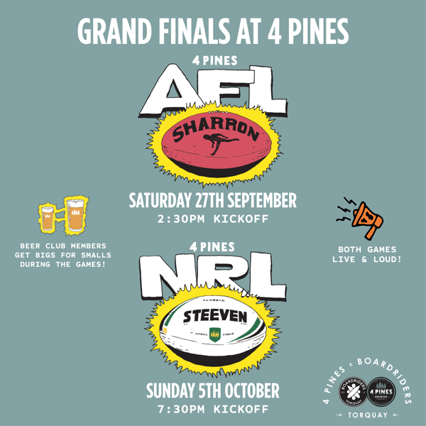 AFL & NRL Grand Finals at 4 Pines Torquay!